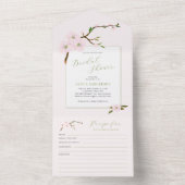 Rosa Frühlingsblumen Brautparty mit Rezept All In One Einladung (Innen Boden)