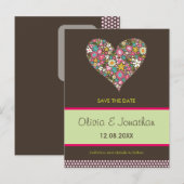 Rosa Frühlingsblumen Herz Save the Date Postkarte (Vorne/Hinten)