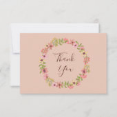 Rosa Frühlingsblumen Kinderdusche Botanisch Hübsch Dankeskarte (Vorderseite)