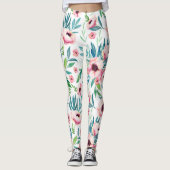 Rosa Frühlingsblumen Leggings (Vorderseite)