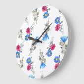 Rosa Frühlingsblumen Wasserfarben Botanisch Große Wanduhr (Winkel)