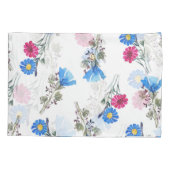 Rosa Frühlingsblumen Wasserfarben Botanisch Kissenbezug (Rückseite)