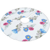 Rosa Frühlingsblumen Wasserfarben Botanisch Polyester Weihnachtsbaumdecke (Schrägansicht)