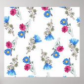 Rosa Frühlingsblumen Wasserfarben Botanisch Poster (Vorne)