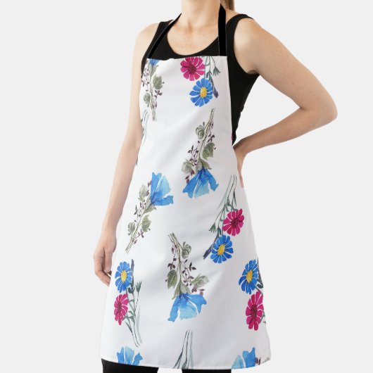 Rosa Frühlingsblumen Wasserfarben Botanisch Schürze (InSitu)