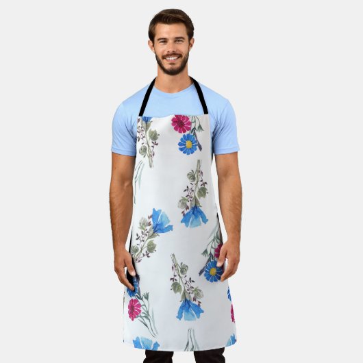 Rosa Frühlingsblumen Wasserfarben Botanisch Schürze (Getragen)