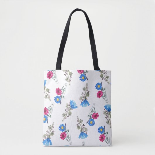 Rosa Frühlingsblumen Wasserfarben Botanisch Tasche (Vorderseite)