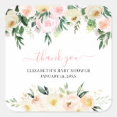 Rosa Frühlingsblüte | Baby Dusche Gefallen Quadratischer Aufkleber (Vorderseite)