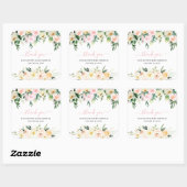 Rosa Frühlingsblüte | Baby Dusche Gefallen Quadratischer Aufkleber (Blatt)