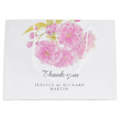 Rosa Frühlingsblüte Blume Kunst Hochzeit danke Große Geschenktüte (Vorderseite)