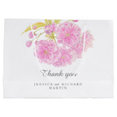 Rosa Frühlingsblüte Blume Kunst Hochzeit danke Große Geschenktüte (Rückseite)