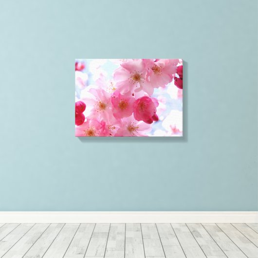 Rosa Frühlingsblüte Leinwanddruck (Insitu (Holzboden))