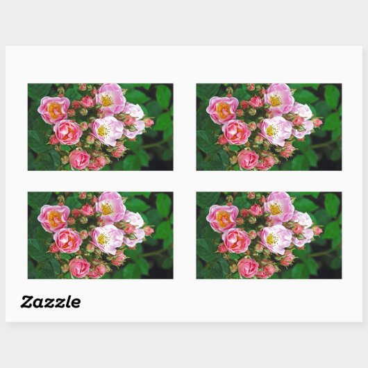 Rosa Frühlingsblüte Rose Rechteckiger Aufkleber (Blatt)