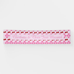 Rosa Frühlingsblüte und Kirschen Banner