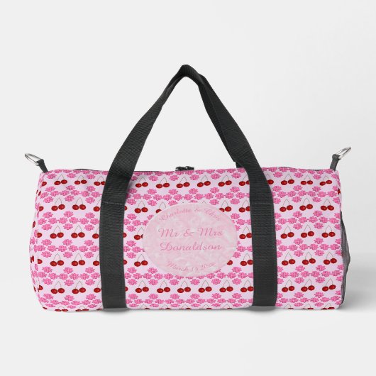 Rosa Frühlingsblüte und Kirschen Duffle Bag (Vorderseite)