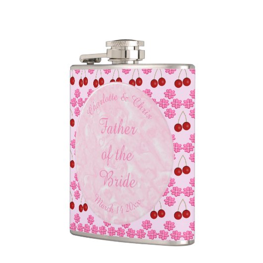 Rosa Frühlingsblüte und Kirschen Flachmann (Links)