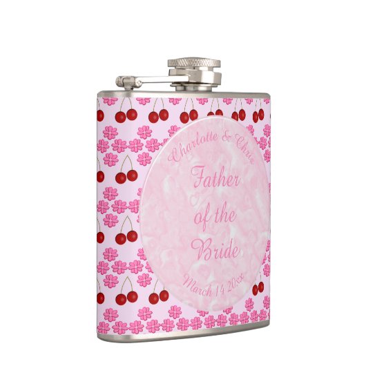 Rosa Frühlingsblüte und Kirschen Flachmann (Rechts)