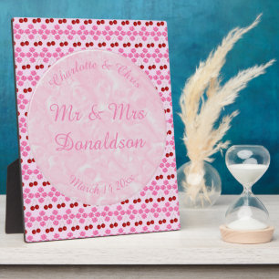 Rosa Frühlingsblüte und Kirschen Fotoplatte