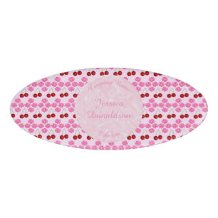 Rosa Frühlingsblüte und Kirschen Gemustert Namenschild