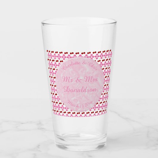 Rosa Frühlingsblüte und Kirschen Glas (Vorderseite)