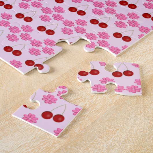 Rosa Frühlingsblüte und Kirschen Puzzle (Seite)