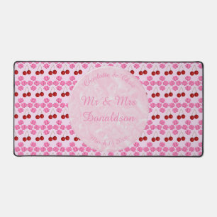 Rosa Frühlingsblüte und Kirschen Schreibtischunterlage