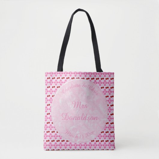 Rosa Frühlingsblüte und Kirschen Tasche (Vorderseite)