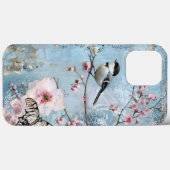 Rosa Frühlingsblüten Decoupage Shabby Chic Bird Case-Mate iPhone Hülle (Rückseite (Horizontal))
