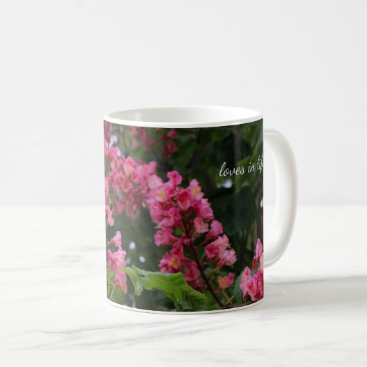 Rosa Frühlingsblüten Kaffeetasse (VorderseiteRechts)