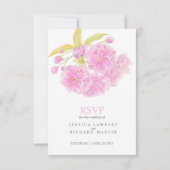 Rosa Frühlingsblütenfarben Hochzeit RSVP Karte (Rückseite)