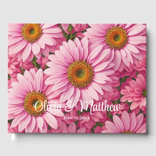 Rosa Frühlingsblütenrosa Gänse Retrosa Blume Gästebuch (Vorderseite)