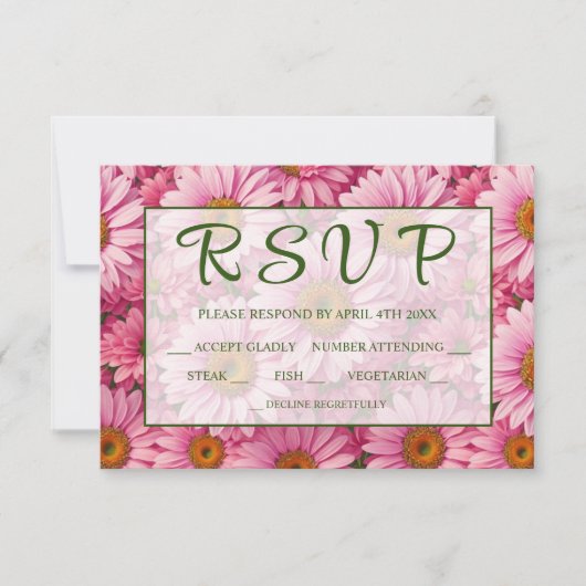 Rosa Frühlingsblütenrosa Gänse Retrosa Blume RSVP Karte (Vorderseite)