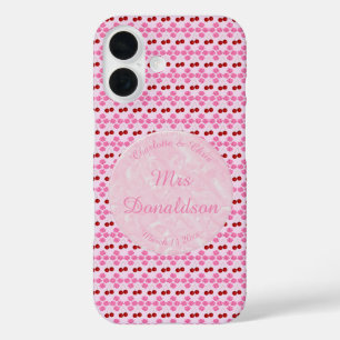 Rosa Frühlingshochzeit Kirschblüten und Kirschen iPhone 16 Hülle