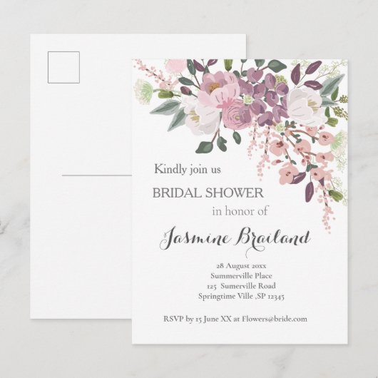 Rosa Frühlingshuppe Einladung (Vorne/Hinten)