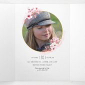 Rosa Frühlingskirche Blossom Quinceañera Tri-falte Dreifach Gefaltete Einladung (Innenseite Mitte)