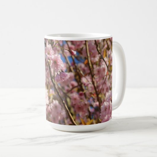 Rosa Frühlingskirschblüte Kaffeetasse (VorderseiteRechts)