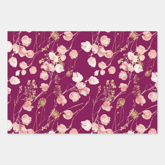 Rosa Frühlingsmuster Sommergarten Geschenkpapier Set (Vorderseite 3)