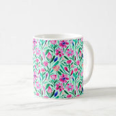 Rosa Frühlingsprofil Blumenmuster Kaffeetasse (VorderseiteRechts)