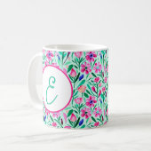 Rosa Frühlingsprofil Blumenmuster Kaffeetasse (Vorderseite Links)