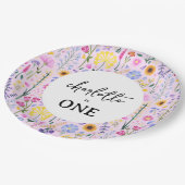 Rosa Frühlingssonne Wildblume Girl's First Birthda Pappteller (Schrägansicht)