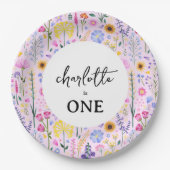 Rosa Frühlingssonne Wildblume Girl's First Birthda Pappteller (Vorderseite)