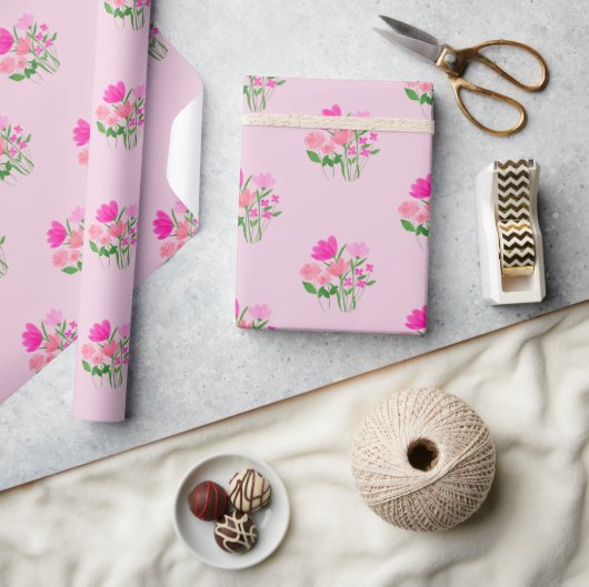 Rosa Frühlingstrends blühend fröhlich Geschenkpapier (Kunsthandwerk)