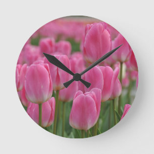 Rosa Frühlingtulis Runde Wanduhr