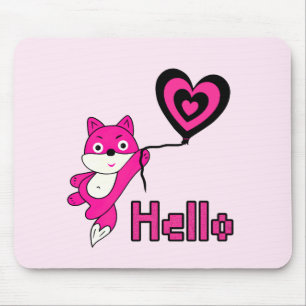 Rosa Fuchs mit Herz Mousepad