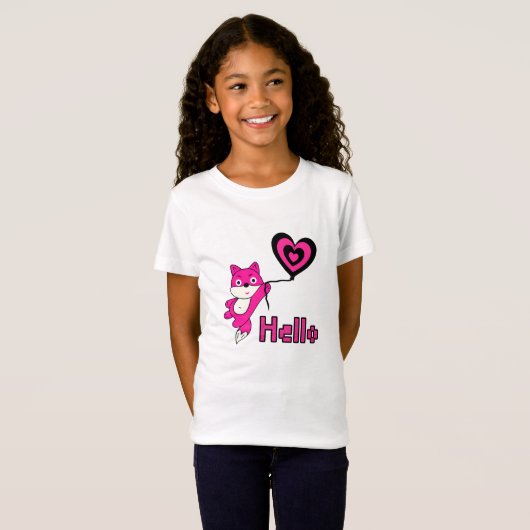 Rosa Fuchs mit Herz T-Shirt (Vorne ganz)
