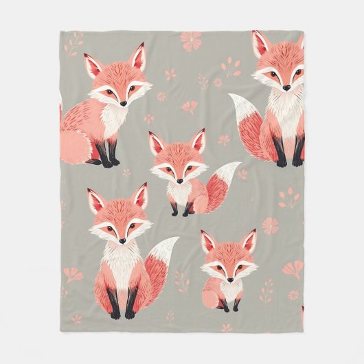 Rosa Fuchsbaby-Nursery Süßes Waldtier-Muster Fleecedecke (Vorderseite)