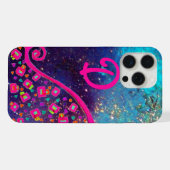 ROSA FUCHSIA BLAUE ABSTRAKTE DEKO-MONOGRAMM iPhone HÜLLE (Rückseite (Horizontal))