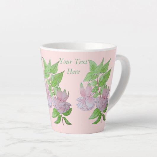 Rosa Fuchsia-Blume mit Blätter Milchtasse (Rechte Ecke)