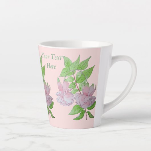 Rosa Fuchsia-Blume mit Blätter Milchtasse (Rechts)