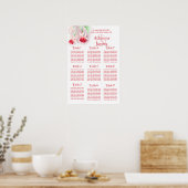 Rosa-Fuchsia-Hochzeitstisch-Tischplaner 1-9 Poster (Küche)